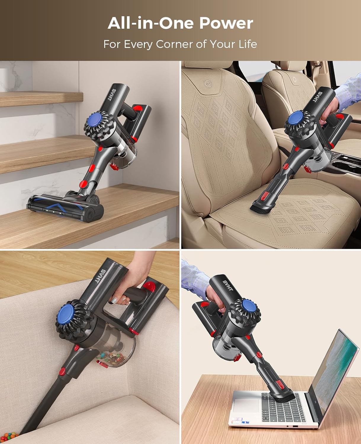 Skiennix Cordless Vacuum Cleaner - 450W 40KPA Lightweight Stick Vacuum with 45 Minutes Runtime for Carpets & Hardwood Floors