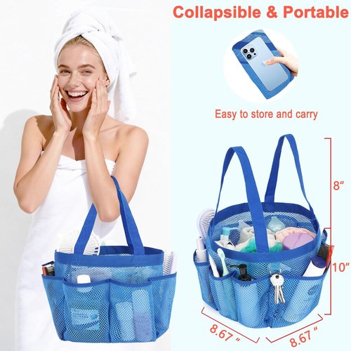 Fammart Mesh Shower Caddy - Portable 8-Pocket Tote Bag for College Dorm & Gym Essentials