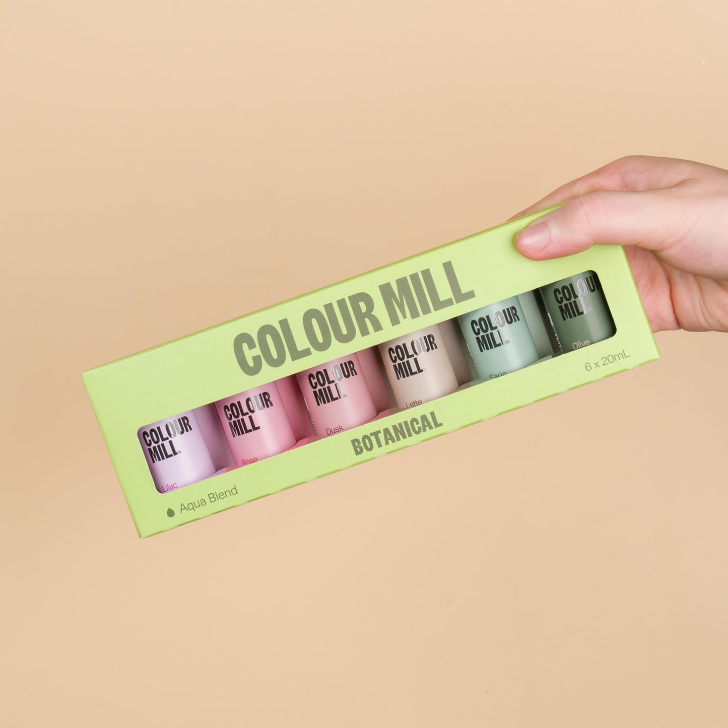 Colour Mill Botanical Pack Aqua Blend Water-Based Food Coloring, 20 Milliliters Dusk, Latte, Lilac, Olive, Rose & Sage