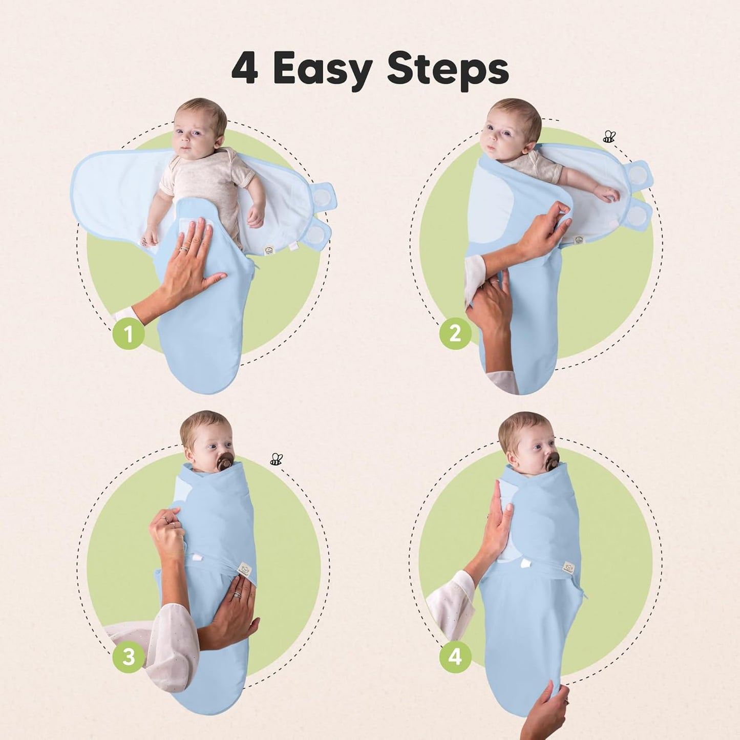 Skiennix Baby Swaddle Sleep Sacks - Soft & Durable 3-Pack for Newborns 0-3 Months | Easy Diaper Change