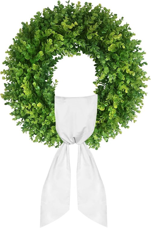 Boxwood Wreaths - 20'' Artificial Spring & Summer Wreath for All Seasons | Farmhouse & Wedding Decor