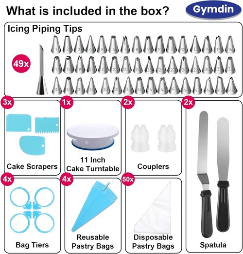222 PCS Cake Decorating Kit | Complete Set with Turntable, Leveler, Piping Bags & Tips, Spatulas, Scrapers & More