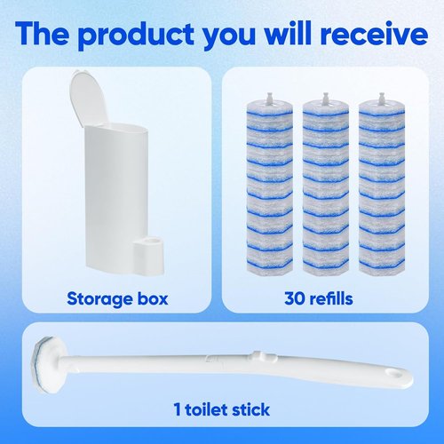 Clorox Disposable Toilet Brush Set - Includes 30 Refill Wand Heads for Effortless Cleaning