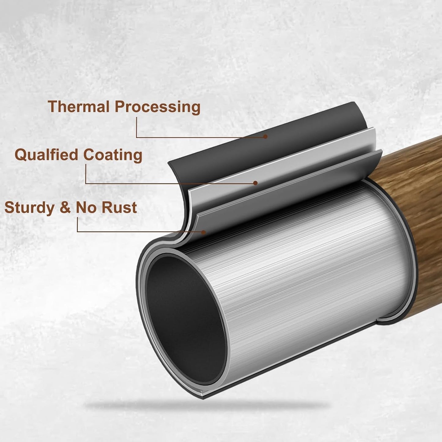 Skiennix Adjustable Curtain Rod - Heavy Duty 30-60 Inch, Matte Wood Grain Finish, 1" Diameter