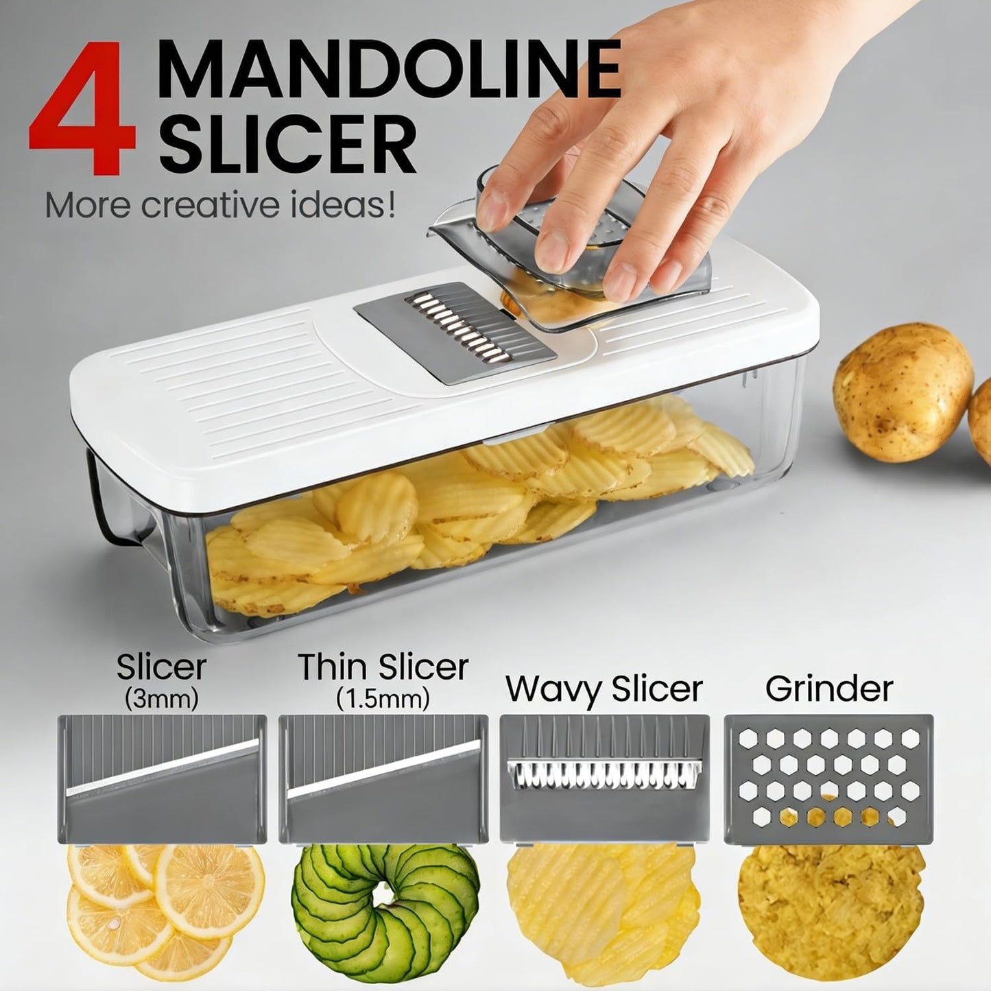 Skiennix 8-in-1 Vegetable Chopper Mandoline Slicer - 8 Blades for Easy Onion, Veggie & Fruit Cutting
