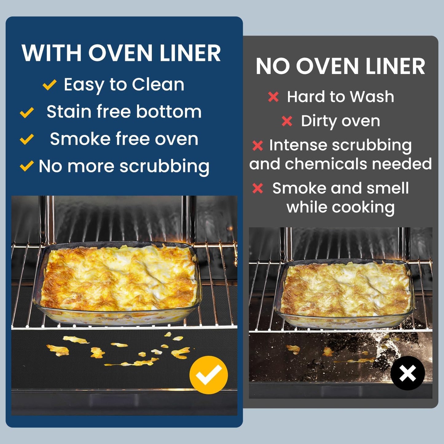 Skiennix Oven Liner - Heavy Duty Heat Resistant Drip Mat | 2 Pack for Electric Stoves & Grills