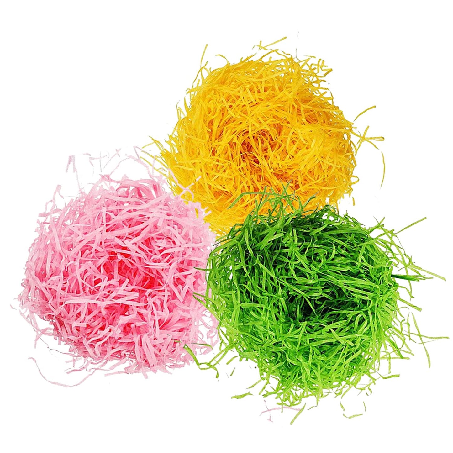 Easter Grass Recyclable Paper Shred (Pink, Yellow, Green) for Easter Eggs Hunt, Easter Basket Grass Filler/Stuffers, Easter Theme Party Decoration 240g (8.5 oz)
