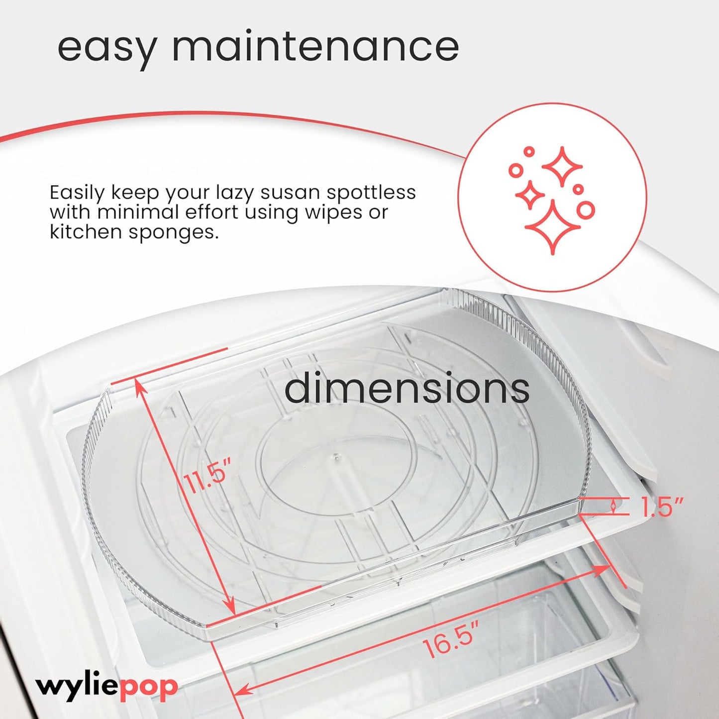 Lazy Susan | 360° Turntable Refrigerator Organizer - Rectangle Storage Tray for Fridge & Pantry (16.5"x11.5"x1.5")