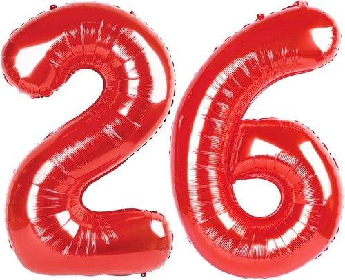 Happy 26th Birthday Balloon by [Brand Name] - 40 Inch Red Foil Number Balloon for Men & Women | Perfect for Engagement & Wedding Decorations