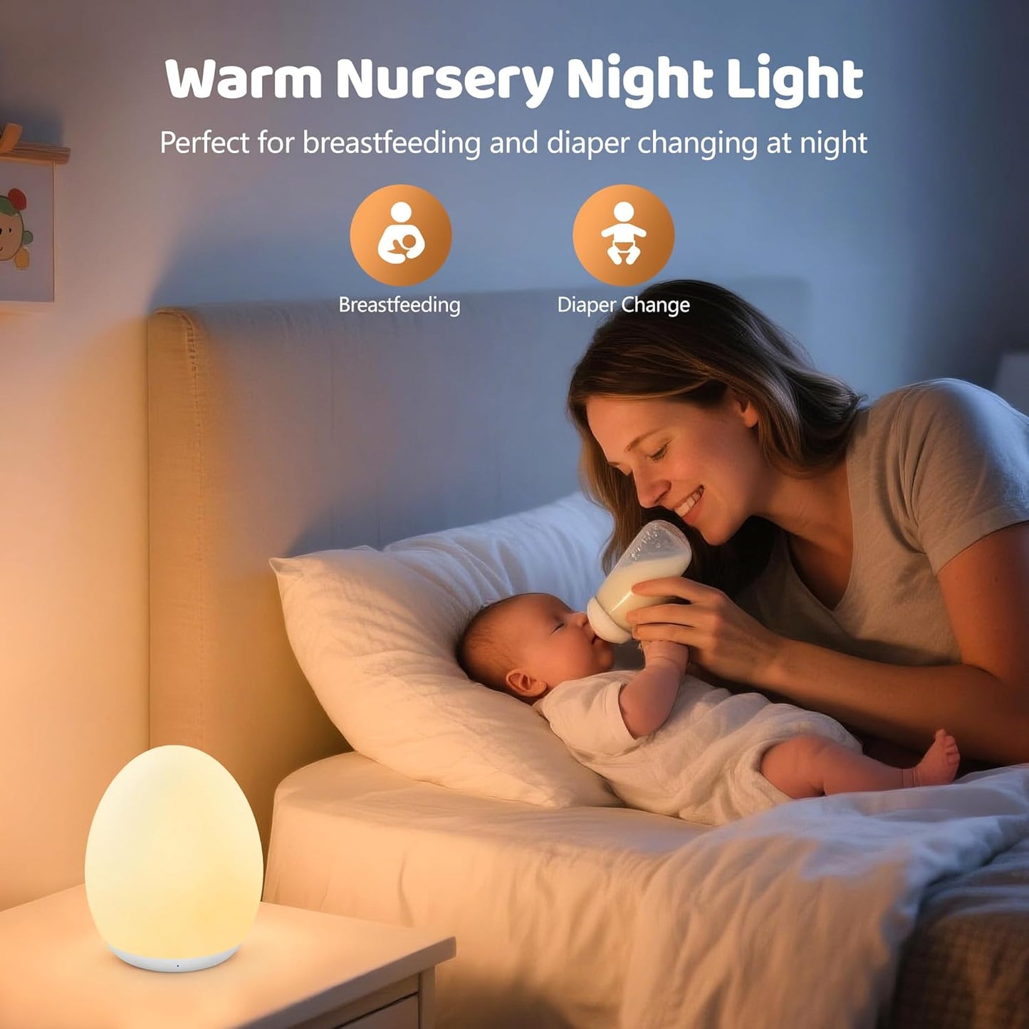 MediAcous Night Light - Soft Silicone Touch Lamp with 7 Color Changing Options | Rechargeable & Dimmable for Nursery