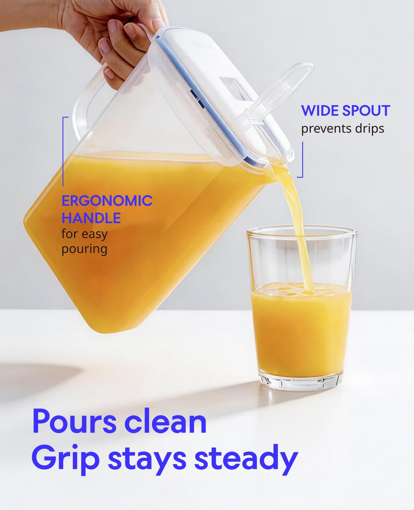 LocknLock Aqua Fridge Door Water Jug | Clear Pitcher | BPA Free Plastic Pitcher with Lid | 2 Quart Pitcher with Lid for Water, Juice, Tea & More Beverages, Purple