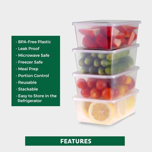 Freshware Food Storage Containers [50 Set] 34 oz Plastic Deli Containers with Lids, Slime, Soup, Meal Prep Containers, BPA Free, Stackable, Leakproof, Microwave, Dishwasher and Freezer Safe