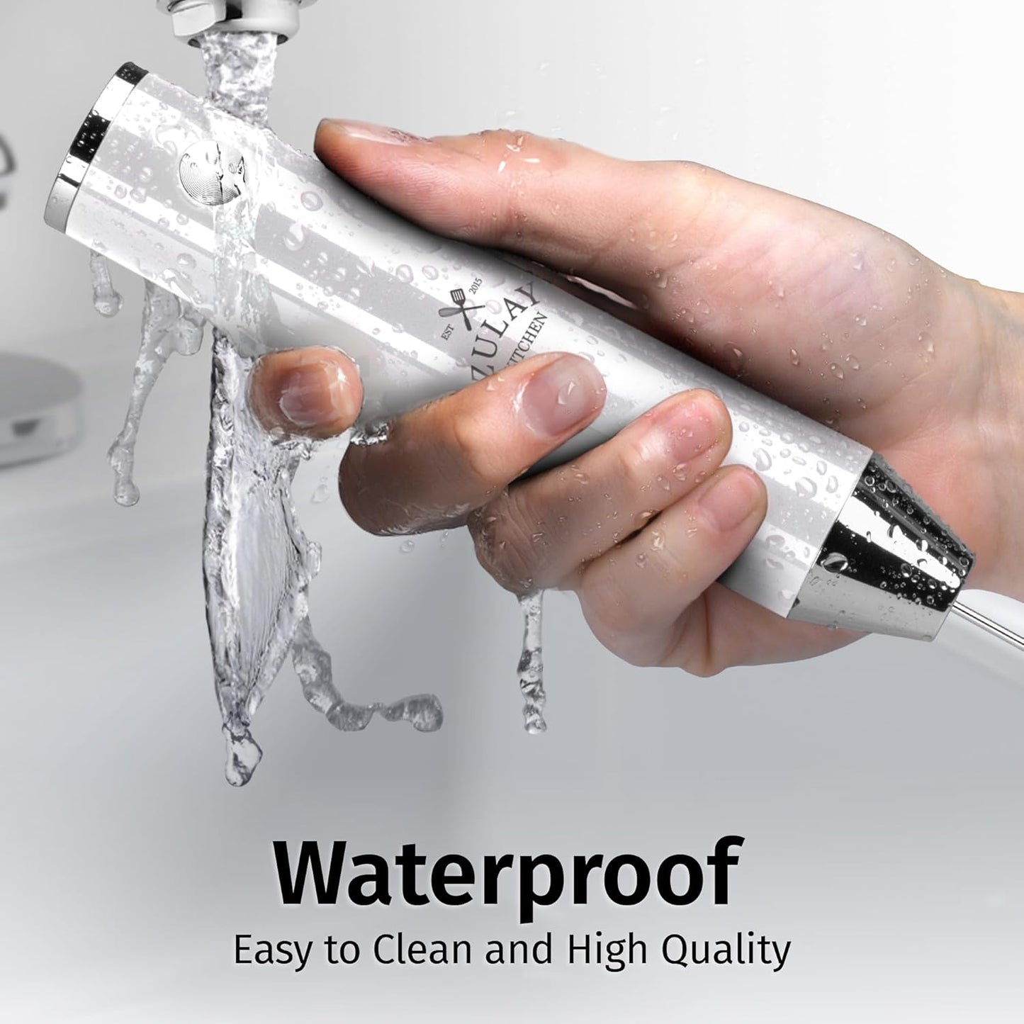 Zulay Kitchen Rechargeable Milk Frother - Powerful 2-Speed Motor & Waterproof Design - Snow White