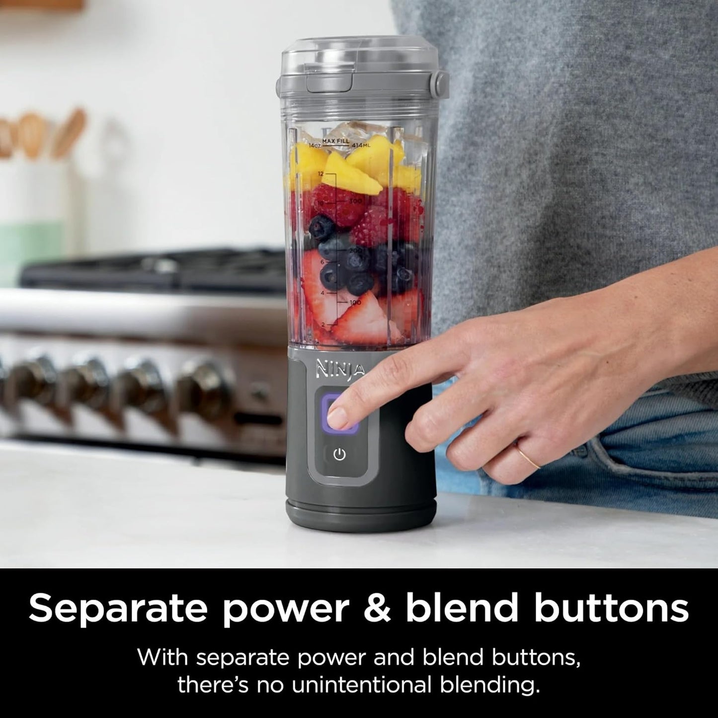 Ninja Blast Portable Blender - 16 oz. Cordless, USB-C Rechargeable, Leak-Proof Lid | Perfect for Smoothies (Black)