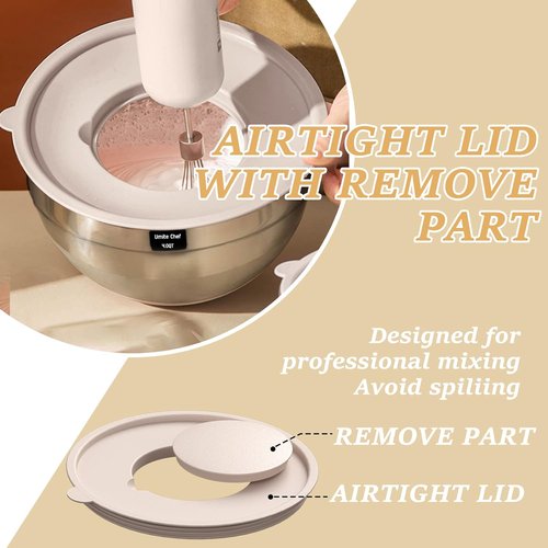 **Stainless Steel Mixing Bowls Set by [Brand Name] - 26PCS with Airtight Lids & Grater Attachments | Non-Slip Bottoms**