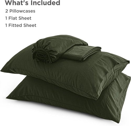 Bedsure Queen Sheet Set - Cooling Bamboo Rayon Sheets | Breathable, Soft & Luxurious Olive Green