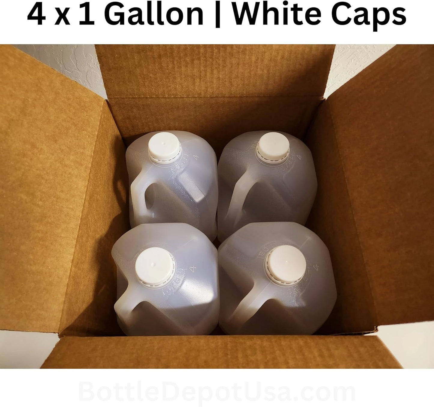 (4 PACK) 128 Oz Empty Plastic Gallon Juice Bottles with Tamper Evident WHITE Caps - Smoothie Bottles - Ideal for Juices, Milk, Smoothies, Picnic's and Even Meal Prep - Made in USA