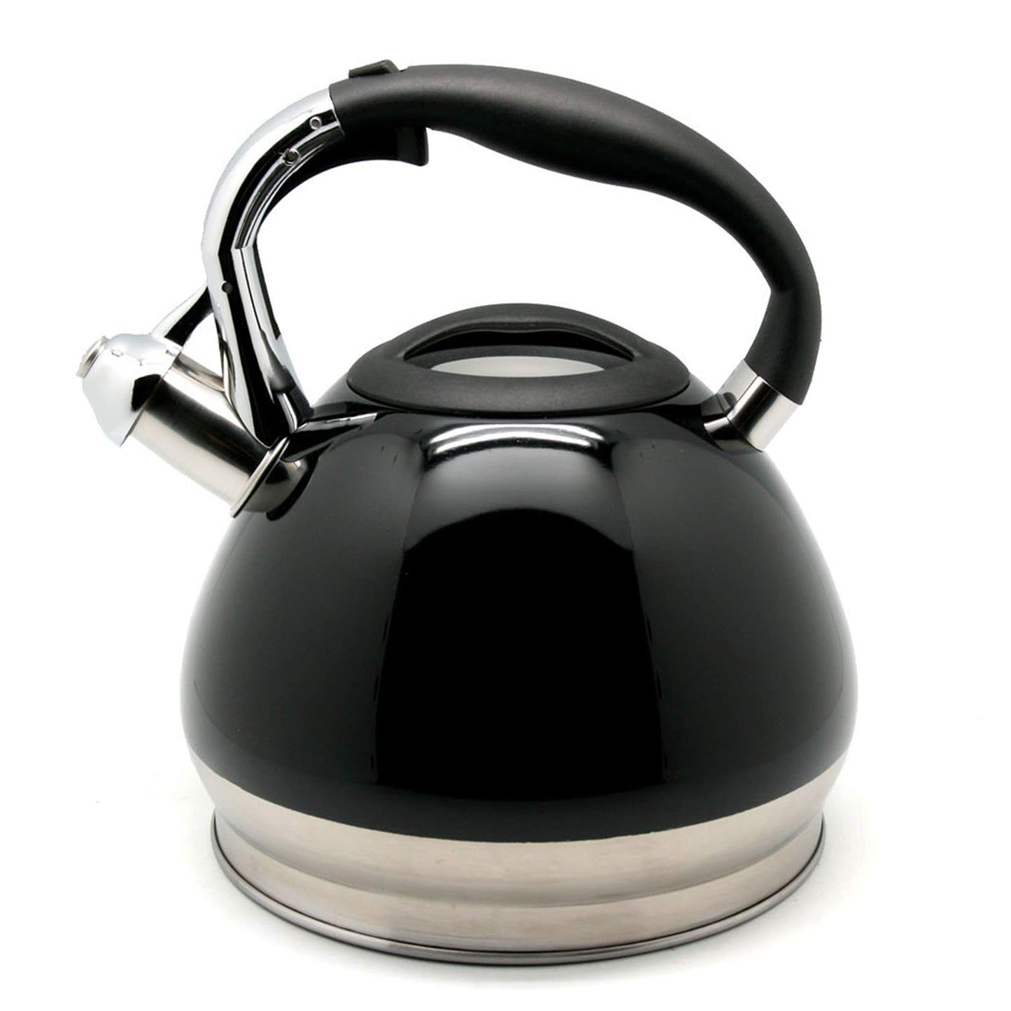 Creative Home 3.5 Quart Whistling Tea Kettle for Stovetop, Food Grade Stainless Steel Tea pot, Fast Boiling Water, Ergonomic Handle, for Gas & Induction, Black