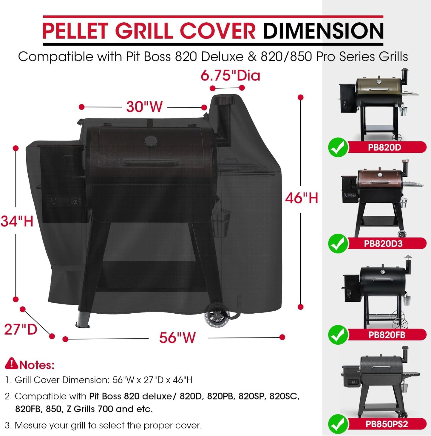 Unicook Pellet Grill Cover - Waterproof Protection for Pit Boss 820 & 850 | All-Weather BBQ Smoker Shield