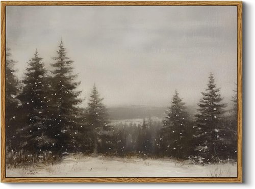 InSimSea Framed Canvas Wall Art - Winter Pine Tree Forest Decor for Living Room & Bedroom | 12x16 Inch