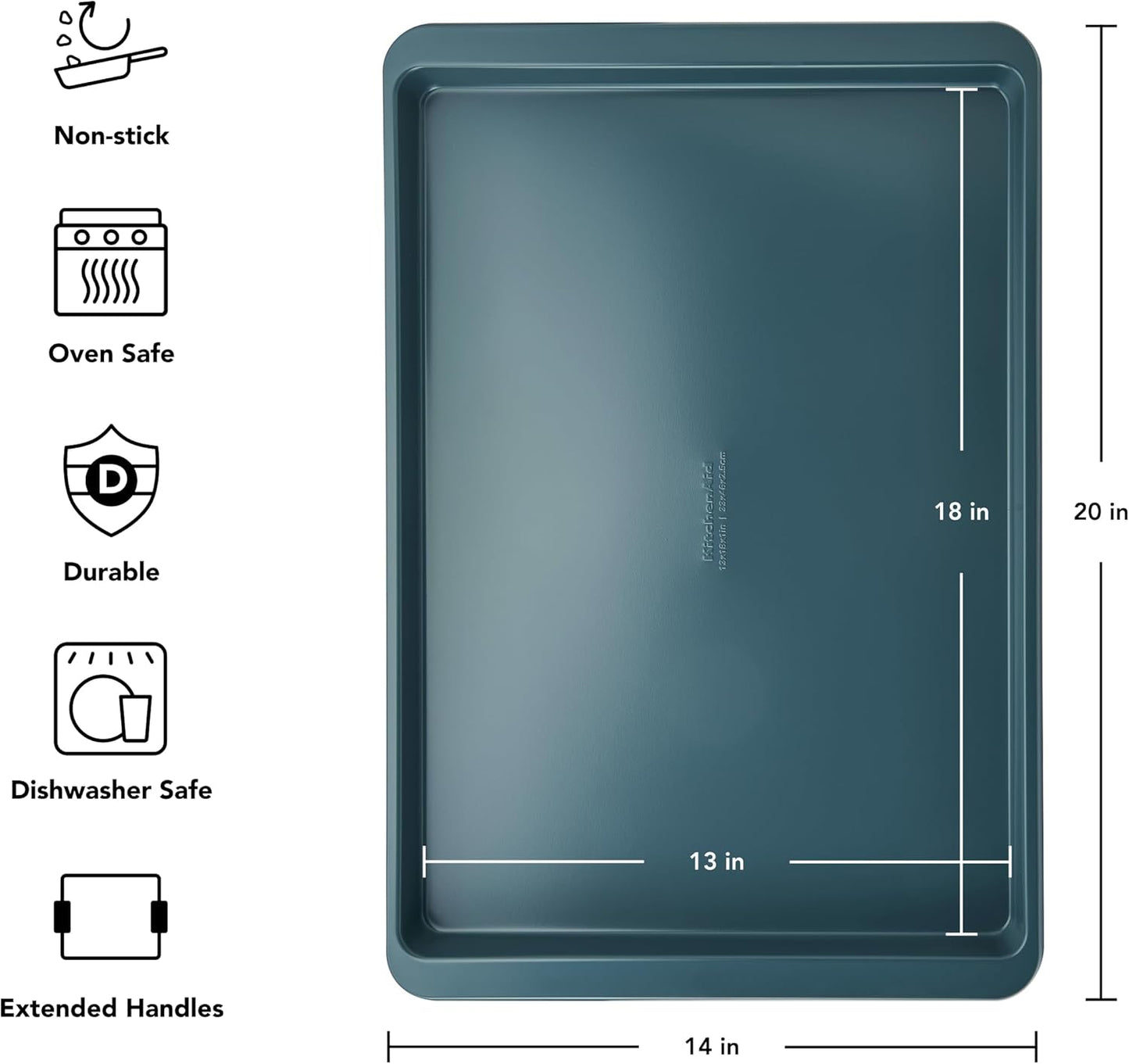 KitchenAid Baking Sheet - Nonstick Swiss Engineered Aluminized Steel, Dishwasher Safe, 13x18 Inch, Agave