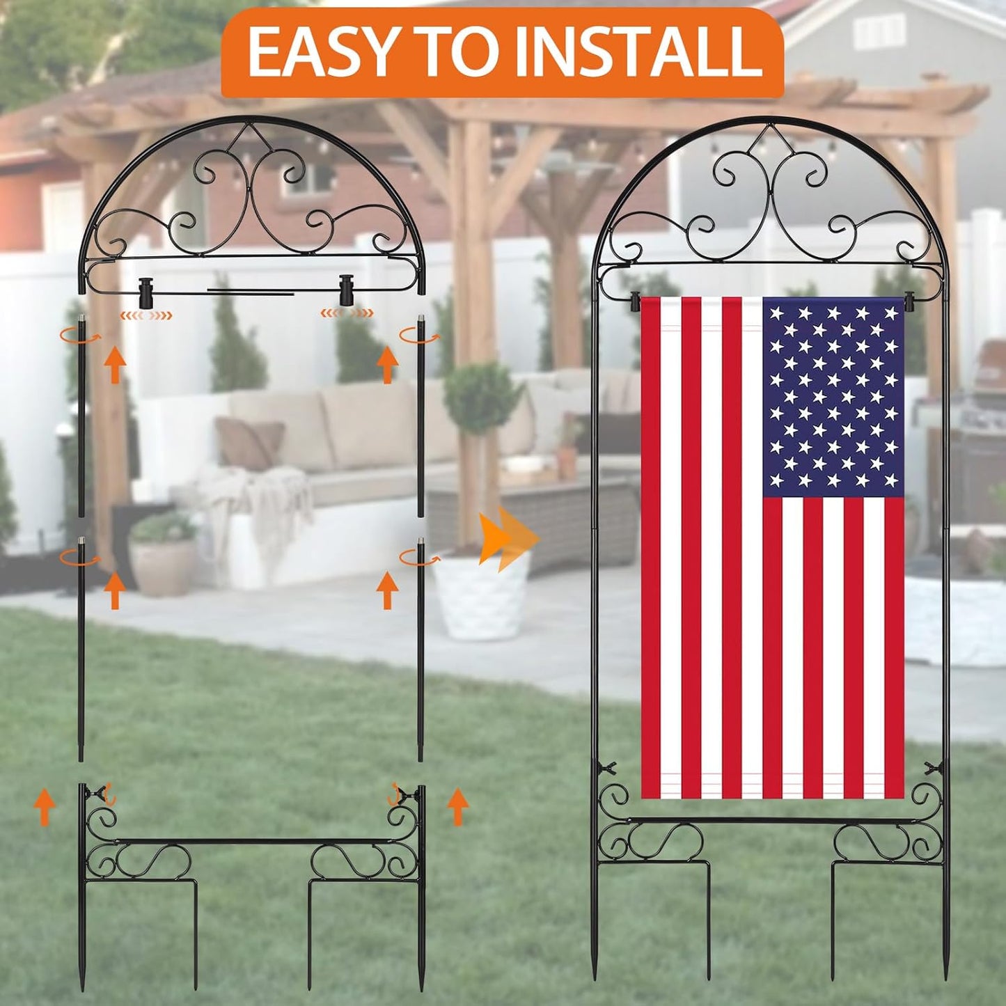 Liitrton Garden Flag Holder Stand - Durable Metal Flagpole Stake for 14" x 25" Flags | Perfect for Seasonal Yard Decor