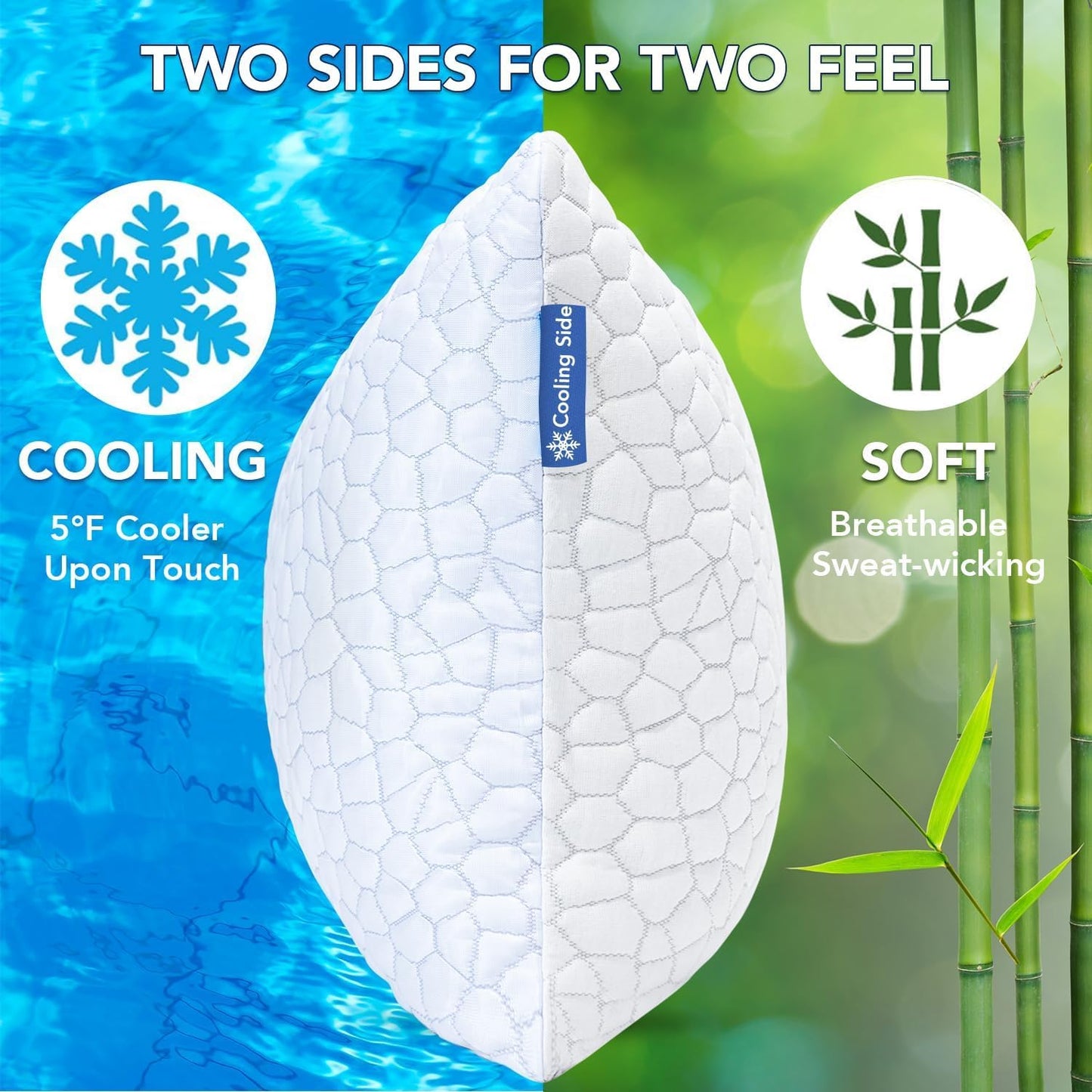 QUTOOL Cooling Pillow - CertiPUR-US Shredded Memory Foam Set of 2 | Adjustable Firmness for All Sleep Positions