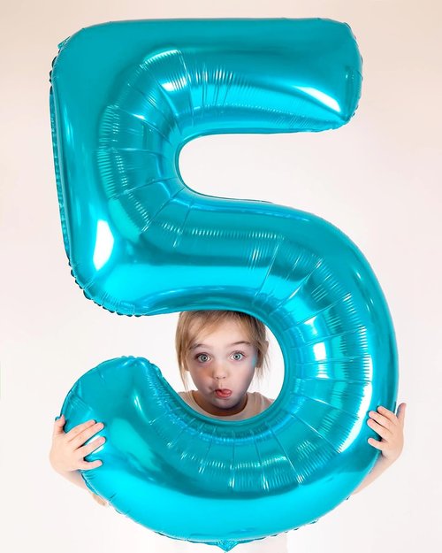Blue Number 5 Balloons by [Brand Name] - 40 Inch Birthday Decorations | Perfect for 5th Birthday Parties
