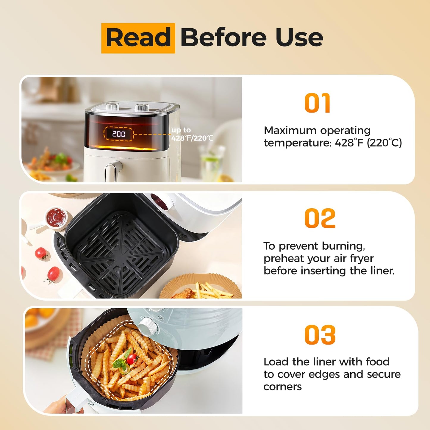 Vailnd Air Fryer Liners Disposable, 100Pcs 9 Inch Max Xl Large Cooker Airfryer Paper Liners, Oil Proof Parchment Sheets Square Basket Baking Liner for 8/10/11/12 QT Air Fryer Microwave