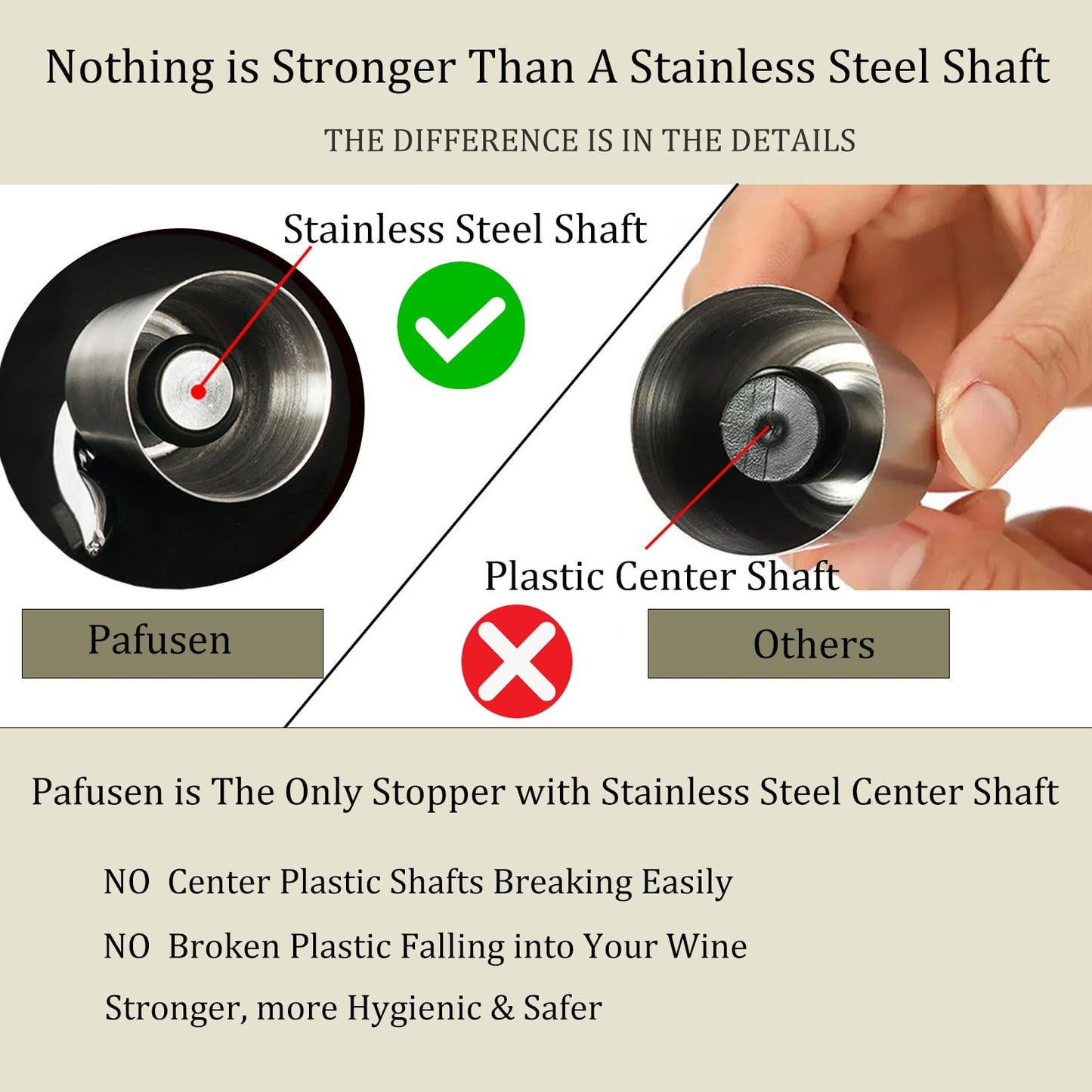 Pafusen Wine Stoppers Set of 2, Stainless Steel Wine Bottle Stopper with Silicone Seal, Reusable Wine Freshness Keep, Wine Saver Wine Bottle Sealer Stopper, Wine Accessories Gift (Polished)