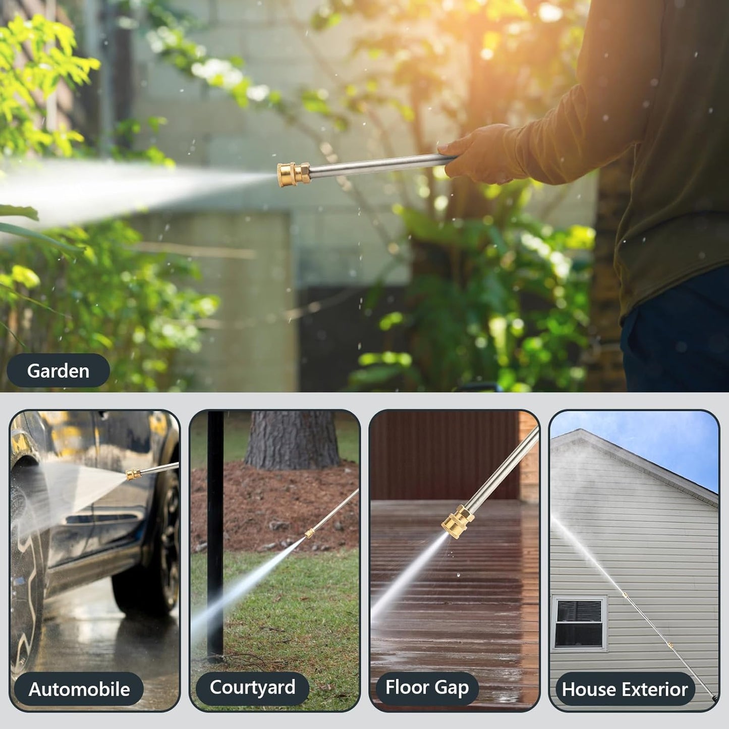 Skiennix Pressure Washer Extension Wand - 17 Inch Stainless Steel Heavy Duty, 2 Pack with Quick Connect