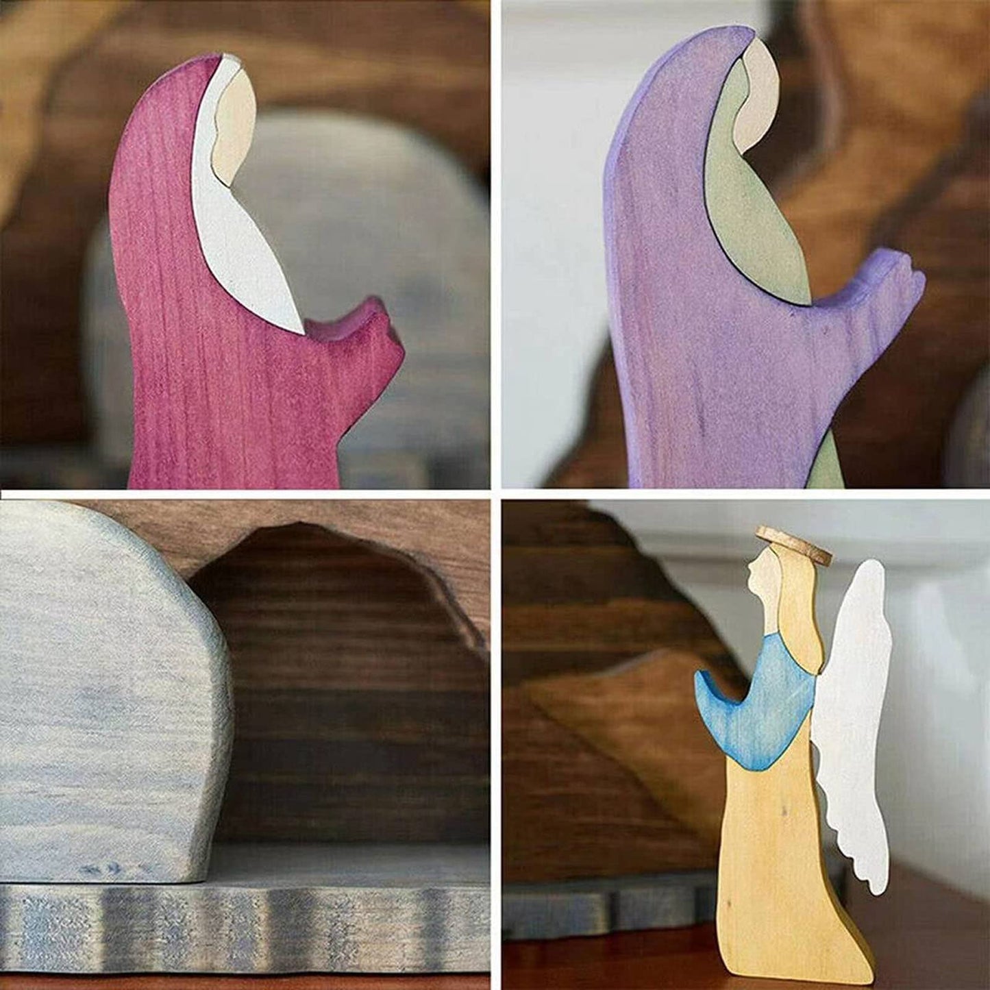 KUJAIS Easter Scene Wooden Decorations - Empty Tomb Easter Resurrection Scene Set and Cross Decoration - Religious Christian Jesus Nativity Decor for Home Table Office