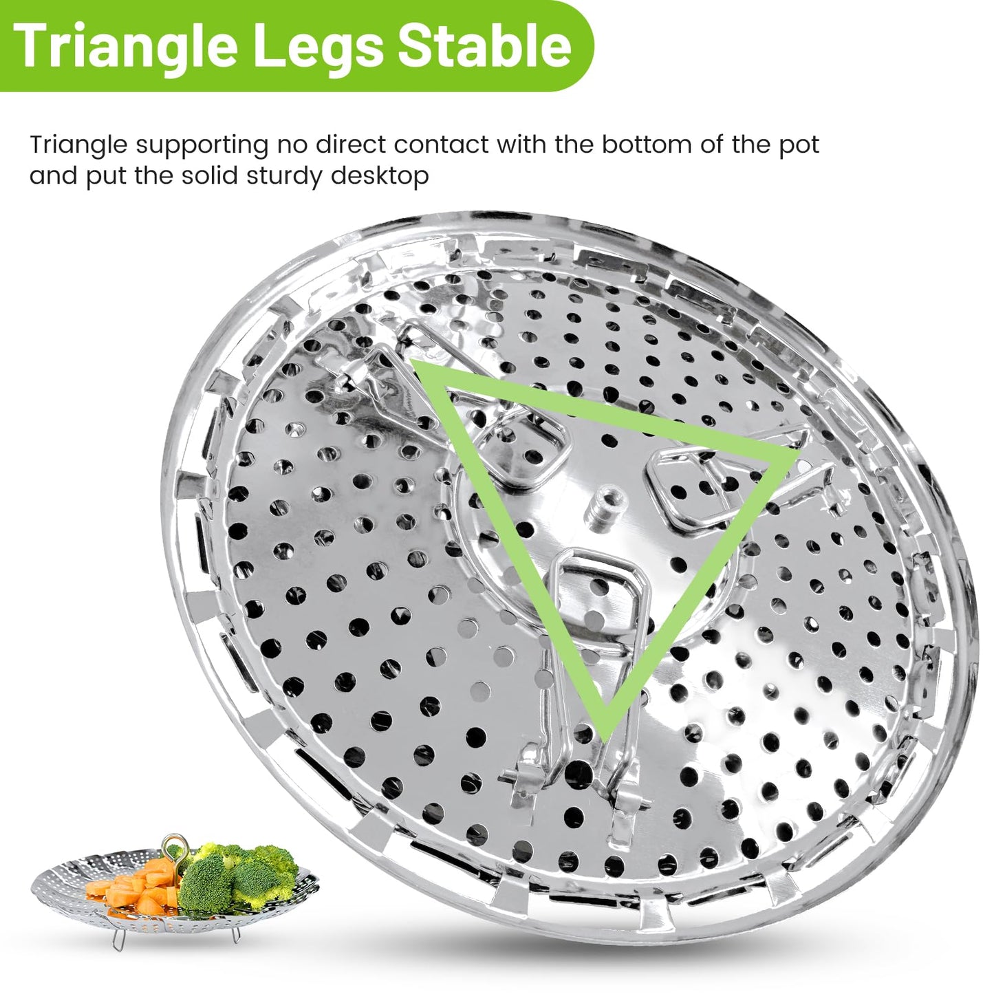 Sayfine Vegetable Steamer Basket, Premium Stainless Steel Veggie Steamer Basket - Folding Expandable Steamers to Fits Various Size Pot (Extra Large (6.5" to 11"))