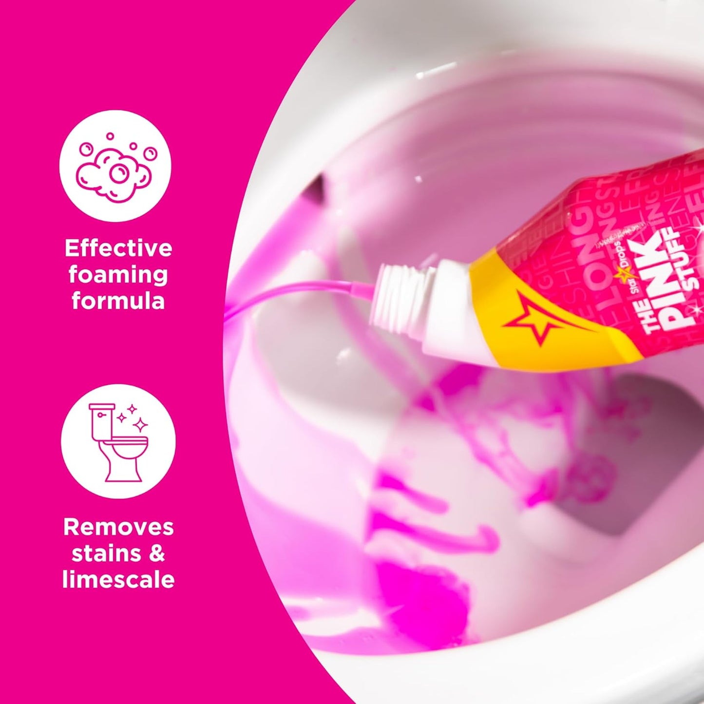 The Pink Stuff Miracle Toilet Cleaner - Powerful Stain-Removing Gel, 750ml | Fresh Rhubarb Scent, Eliminates Limescale & Odors