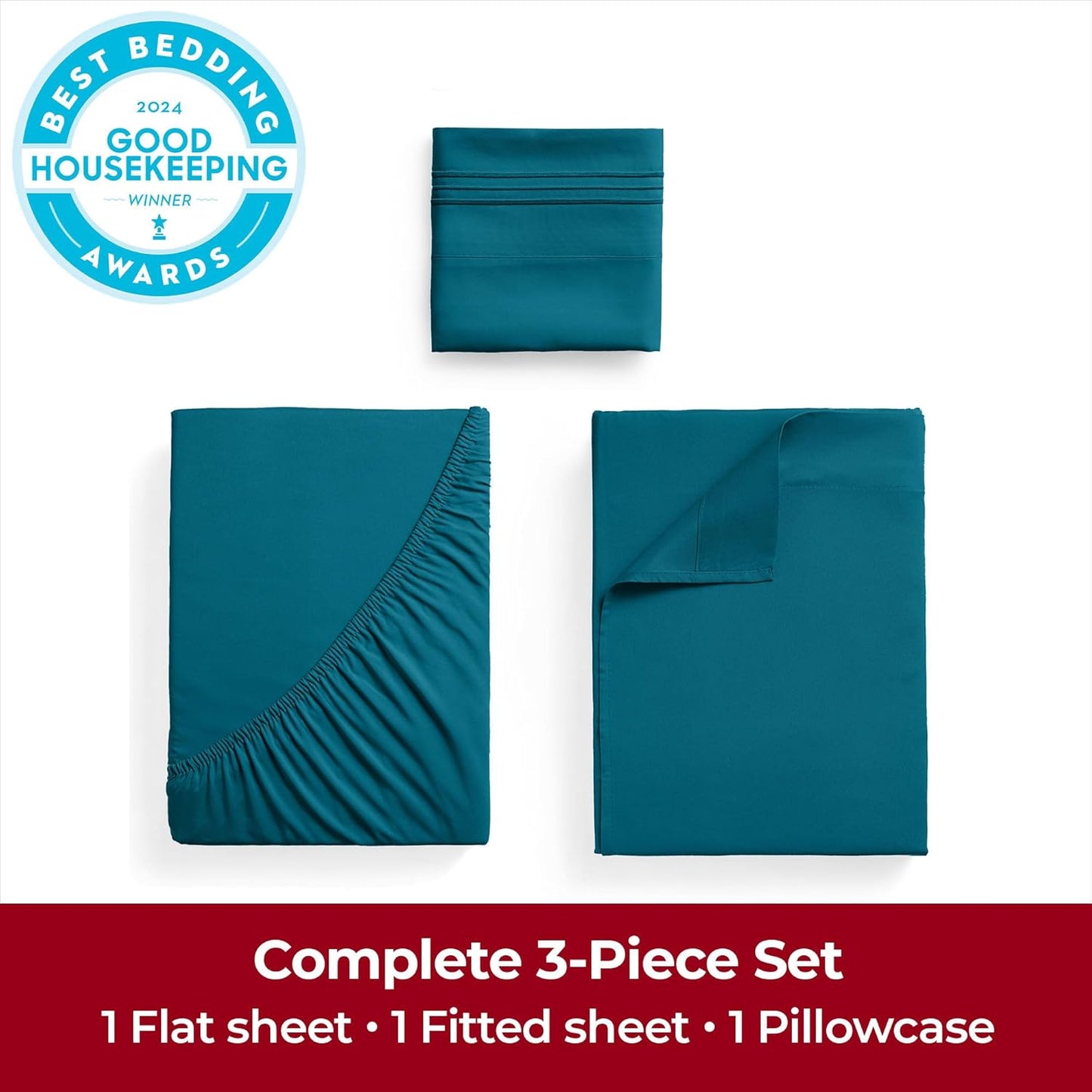 Mellanni Twin Sheets Set - Iconic Collection Luxury Bedding | Extra Soft, Cooling, Wrinkle Resistant (Twin, Teal)