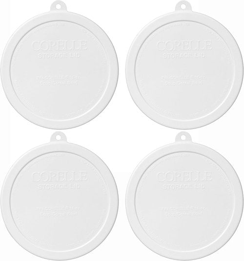 Corelle 18oz White Cereal Bowl Set - Durable & Stylish 4-Pack with Lids