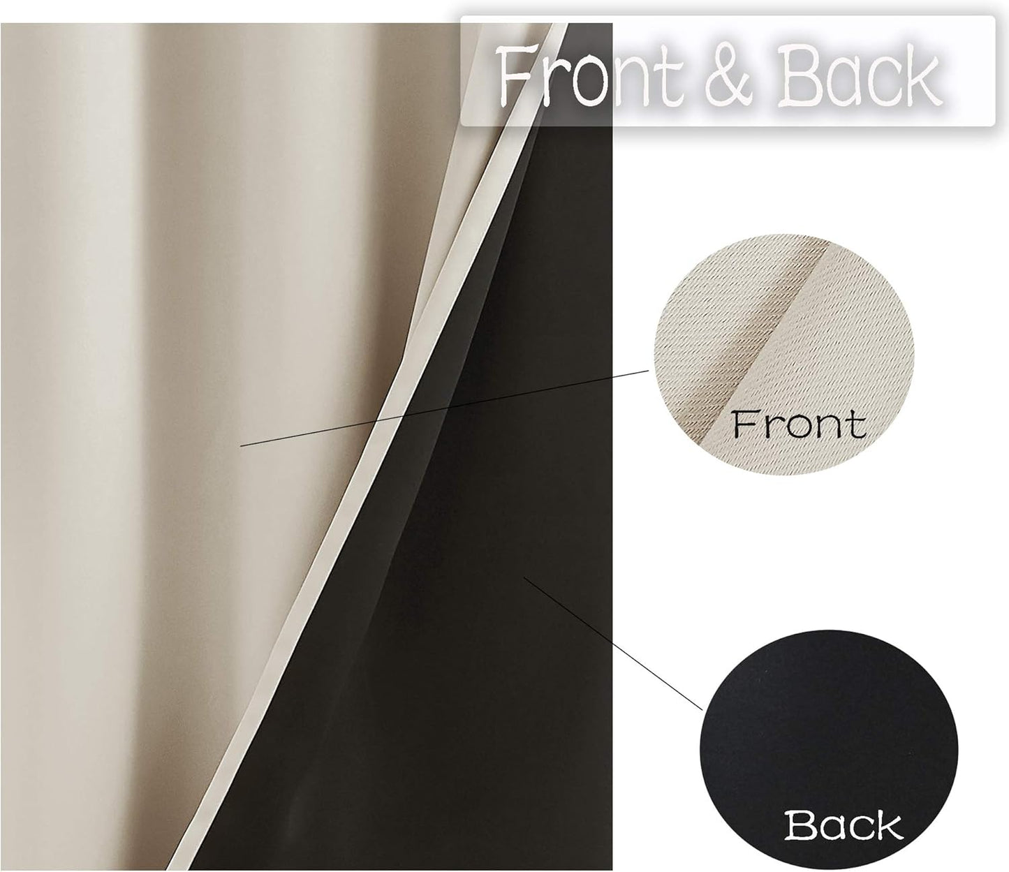 Urban Lotus Ivory Blackout Curtains - Thermal Insulated Room Darkening Drapes | 84" Length, 2 Panels