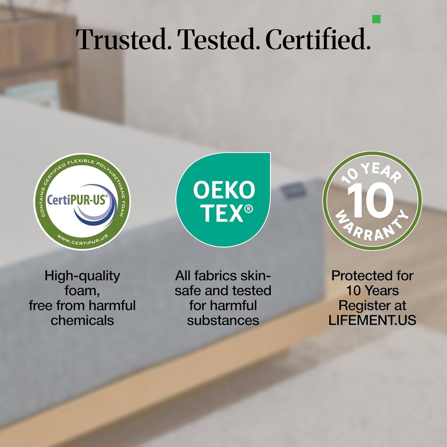 LIFEMENT Queen 12-Inch Graphite Memory Foam Mattress - Medium Firm, Temperature Regulating, CertiPUR-US & Oeko-TEX Certified | 80''L x 60''W