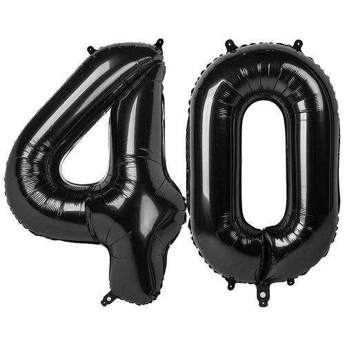Black Number 40 Balloon 40 inch, 40 Number Balloons, 40th Black Birthday Decorations, 40 Year Old Women Men Party Supplies