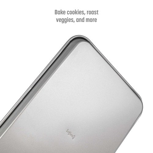 Goodful Nonstick Cookie Baking Sheet Set, Heavy Duty Carbon Steel with Quick Release Coating, Made without PFOA, Dishwasher Safe, 2-Pack Bakeware Set, 17-Inch x 12-Inch and 15-Inch x 10-Inch, Gray