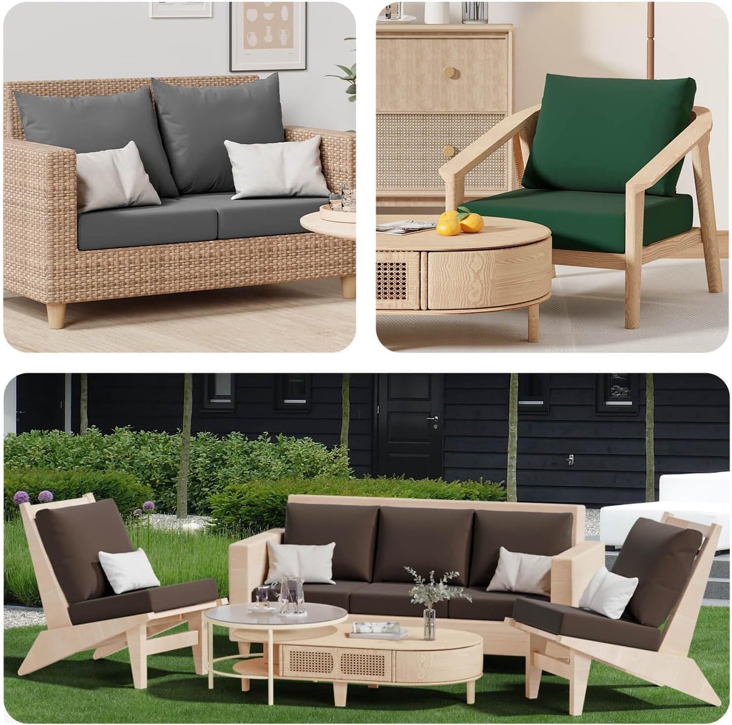 Skiennix Patio Cushion Covers - Washable Outdoor Sofa Slipcovers for Large Square Cushions - Beige - 4 Pcs