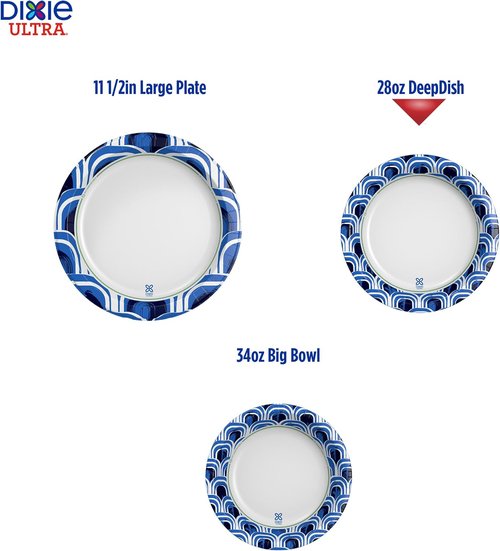 Dixie Ultra Deep Dish Paper Plates - 28 Oz, Heavy Duty & Microwave-Safe | 40 Count, Soak-Proof & Cut Resistant