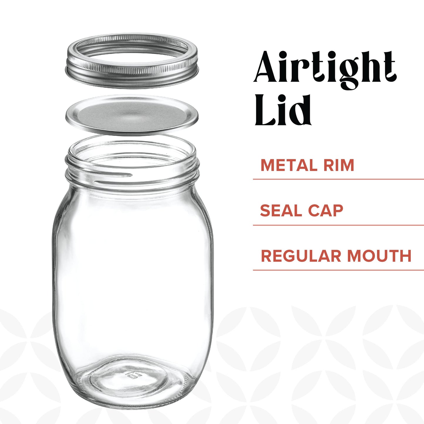[6 Pack] 16 oz. Regular-Mouth Glass Mason Jars with Metal Airtight Lids and Bands for 1 Pint Canning, Preserving, & Meal Prep