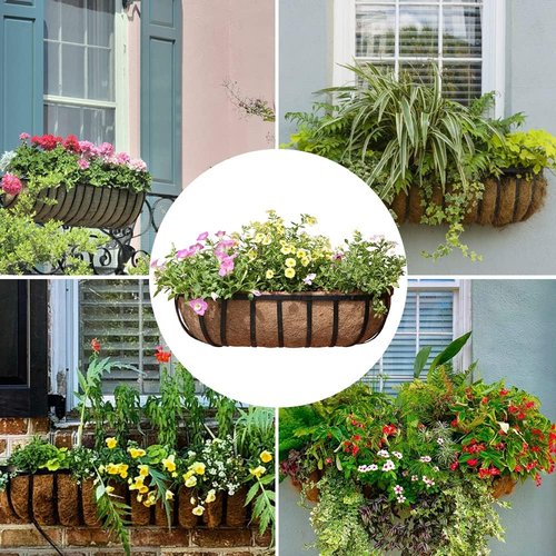 EROCK Coco Liner Replacement - 2 Pack Half Moon Planter Liners for 24/30/36/48 Inch Window Boxes | Ideal for Hanging Gardens and Flower Baskets