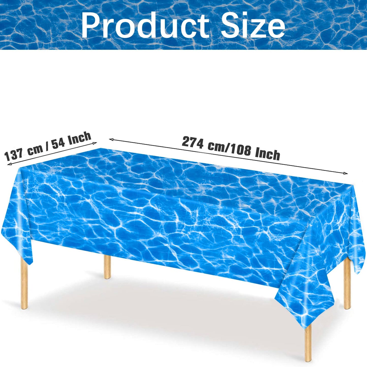 Kesfey 5 Packs Ocean Wave Tablecloth 54 x 108 Inch Water Print Plastic Table Cloth Scratch Resistant Ocean Party Table Covers With Sea Background For Beach Birthday Party Decoration Wallpaper Supplies