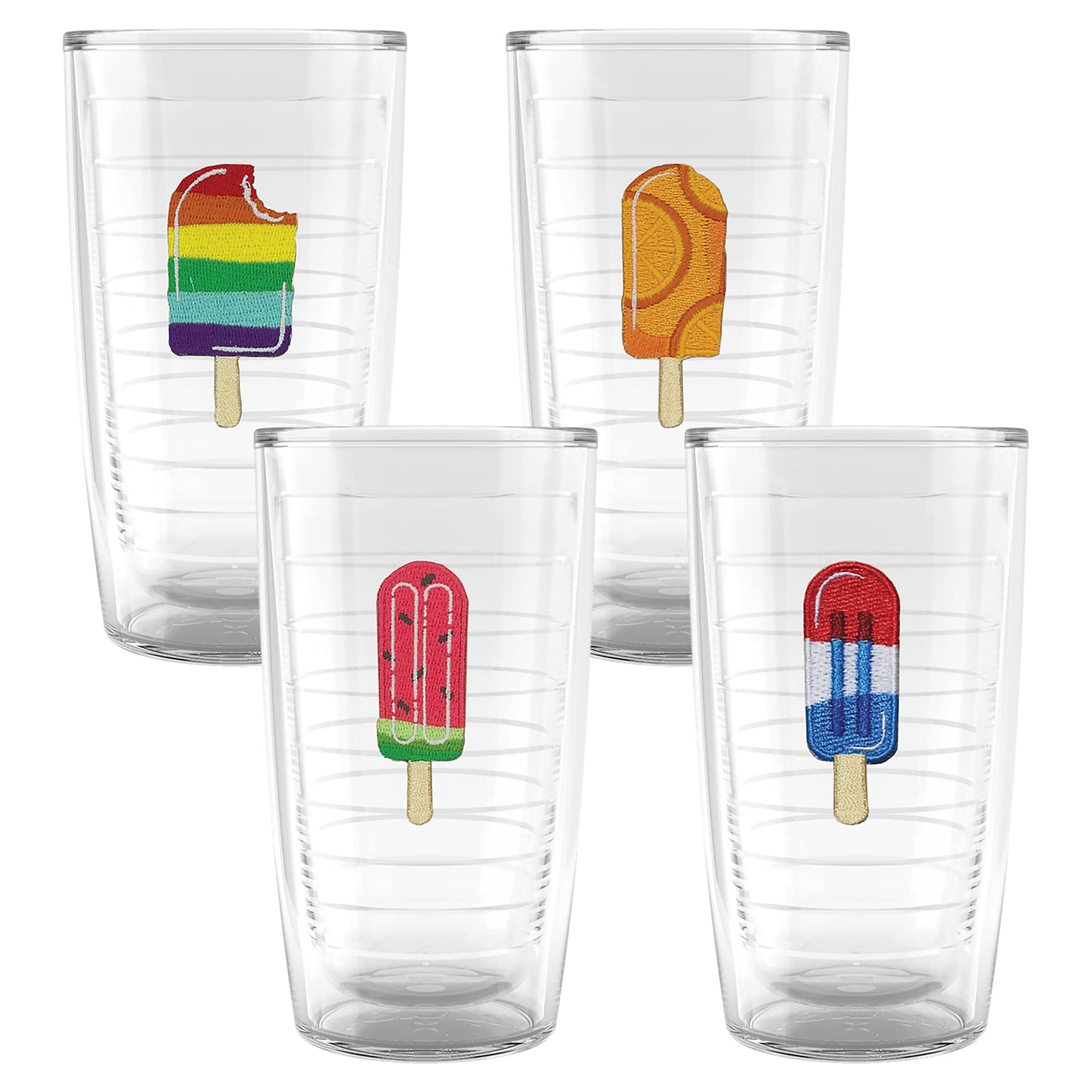 Tervis Ice Popsicle Collection Made in USA Double Walled Insulated Tumbler Cup Keeps Drinks Cold & Hot, 16oz 4pk, Assorted - No Lid