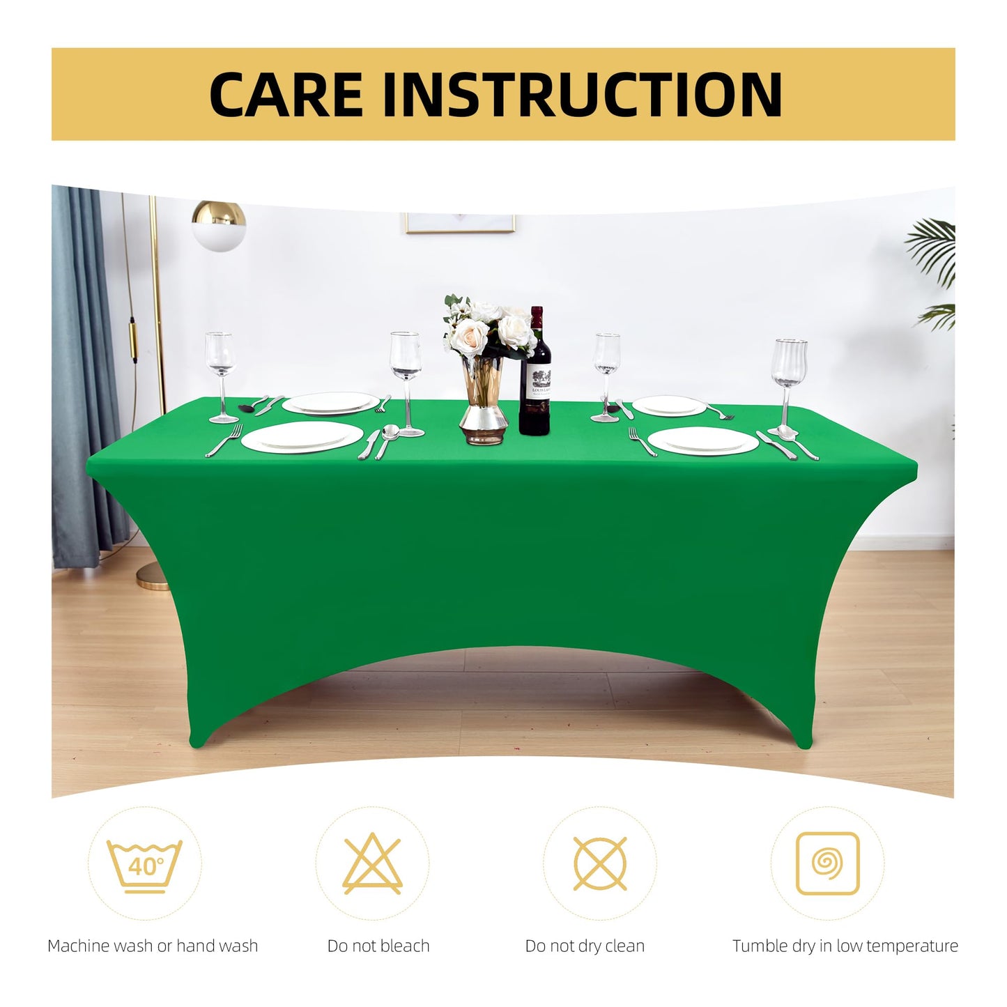 ZarzaaSik 2-Pack 8ft Spandex Table Covers for Rectangle Folding Tables - Washable Elastic Tablecloth - Ultimate Fitted Table Protector for Birthday Parties, Trade Shows, Banquet