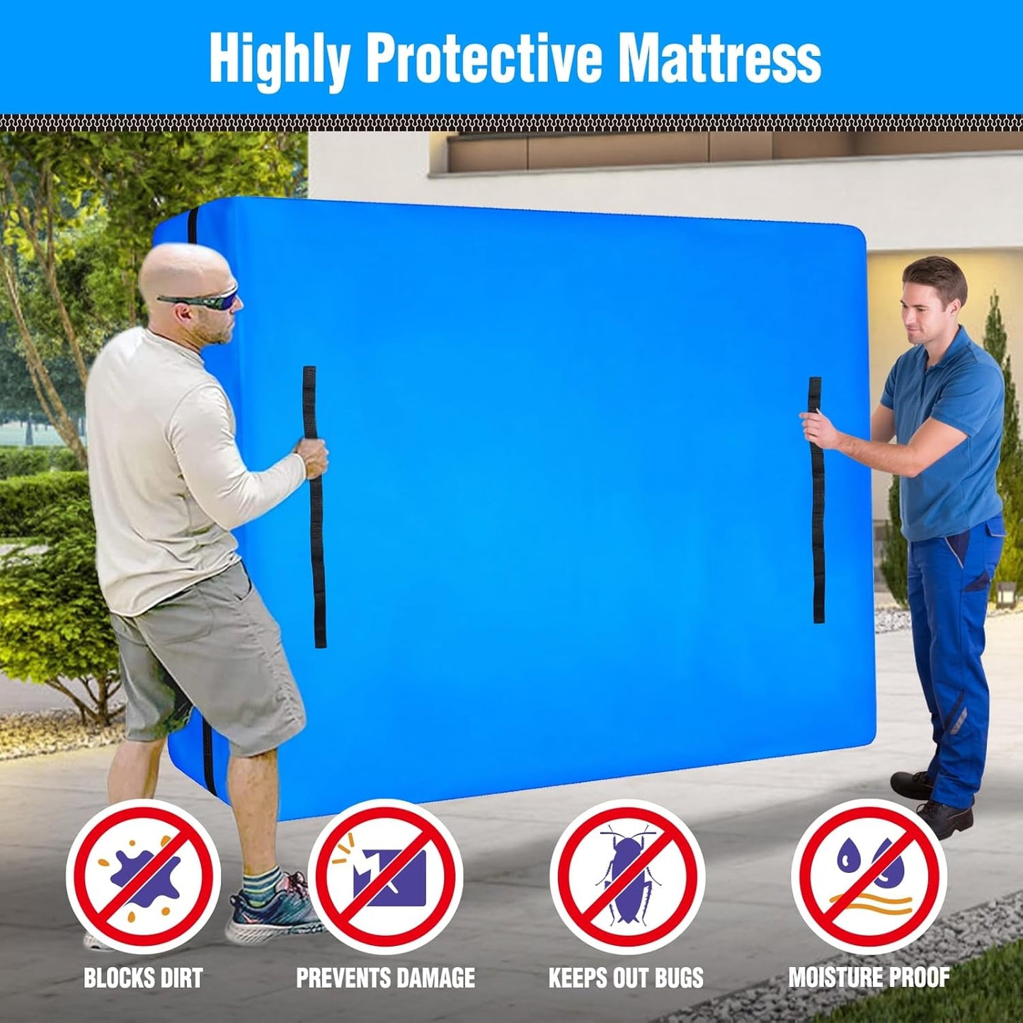 MorTime Mattress Bags - Zippered Storage Solution with 8 Strong Handles | Reusable Twin Size Protector