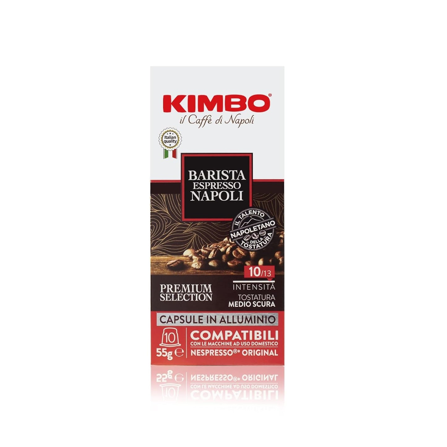 KIMBO Barista Espresso Napoli Coffee Capsules - Intensity 10 Medium-Dark Roast | 100 Capsules for Nespresso Original