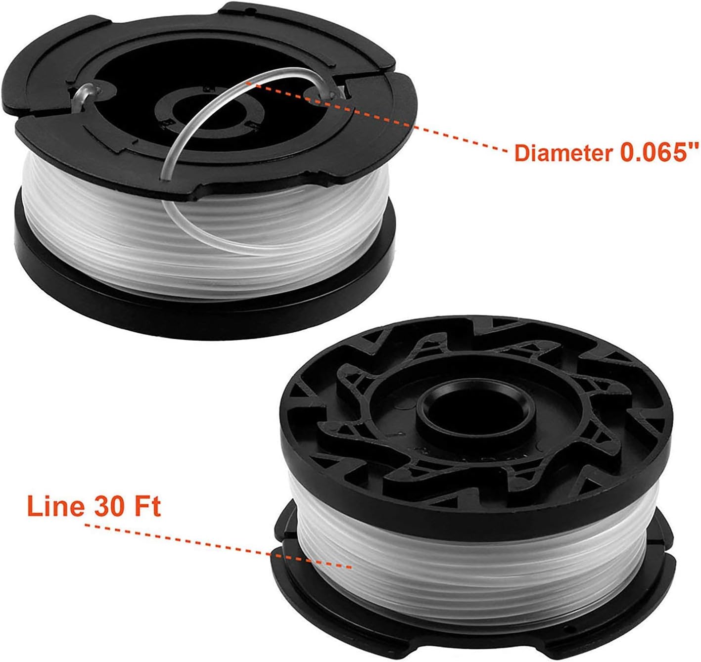 THTEN AF-100 String Trimmer Spool - 30ft 0.065" Line Refills for Black and Decker Models | Includes RC-100-P Cap